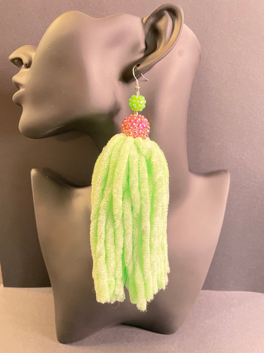 Large Green Dangle Earrings