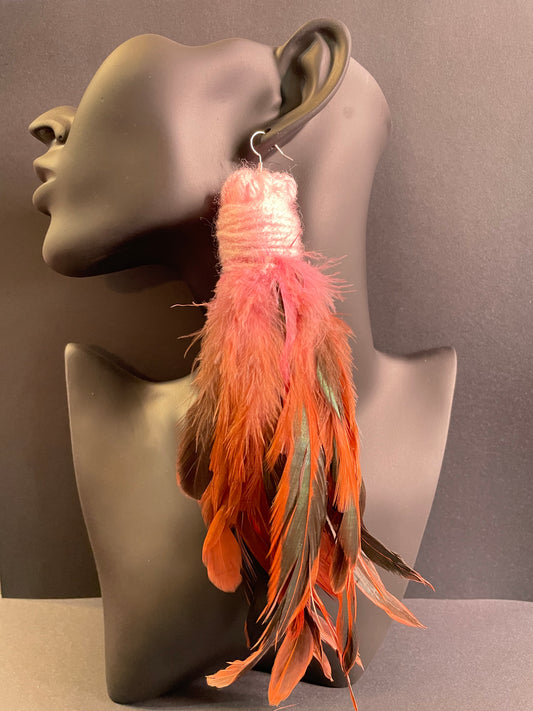 Pink Feather Earrings