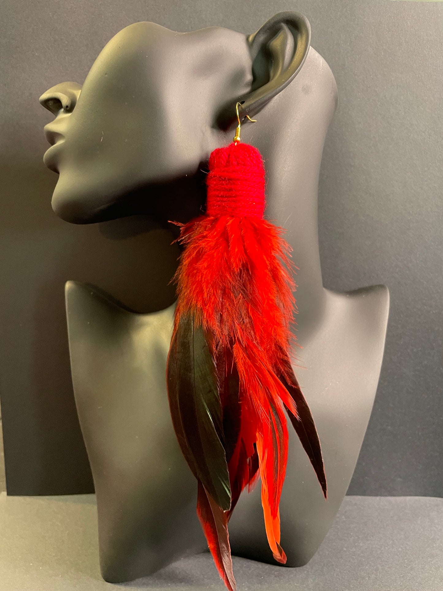 Red Feather Earrings