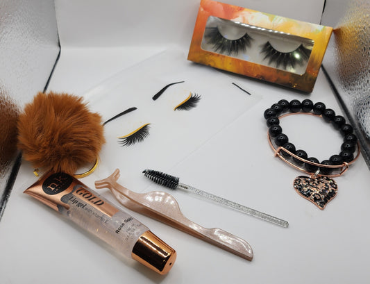 Rosegold & Black Heart Lash Set