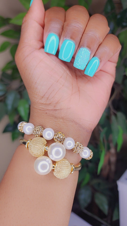 Pearl and Gold Chunky Set