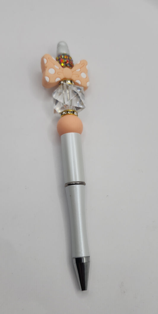 White Pen Peach Bow