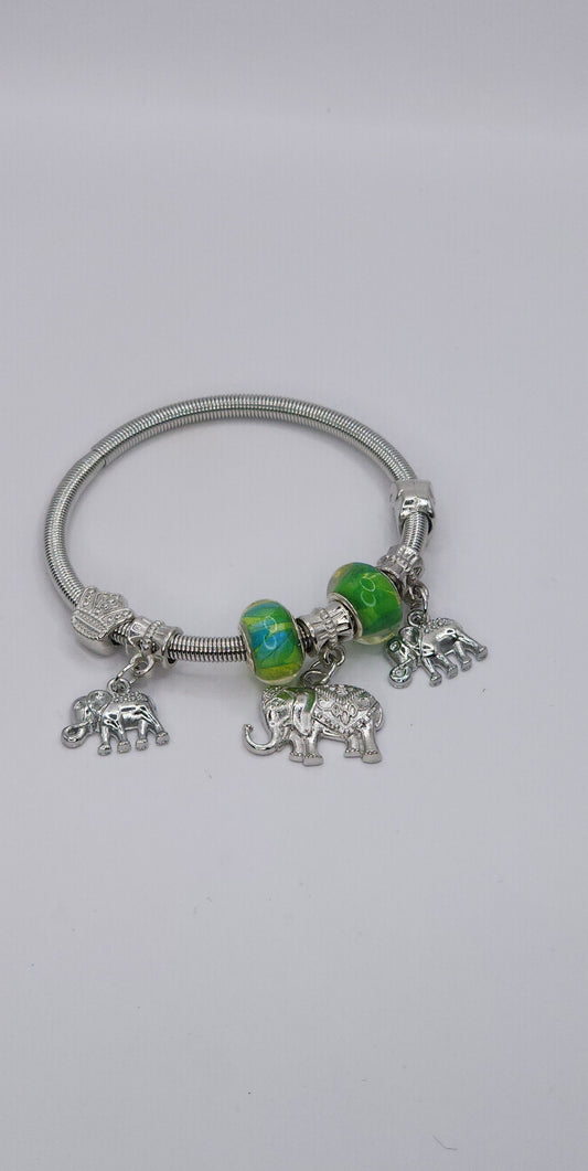 Silver Elephant Stretch Bracelet