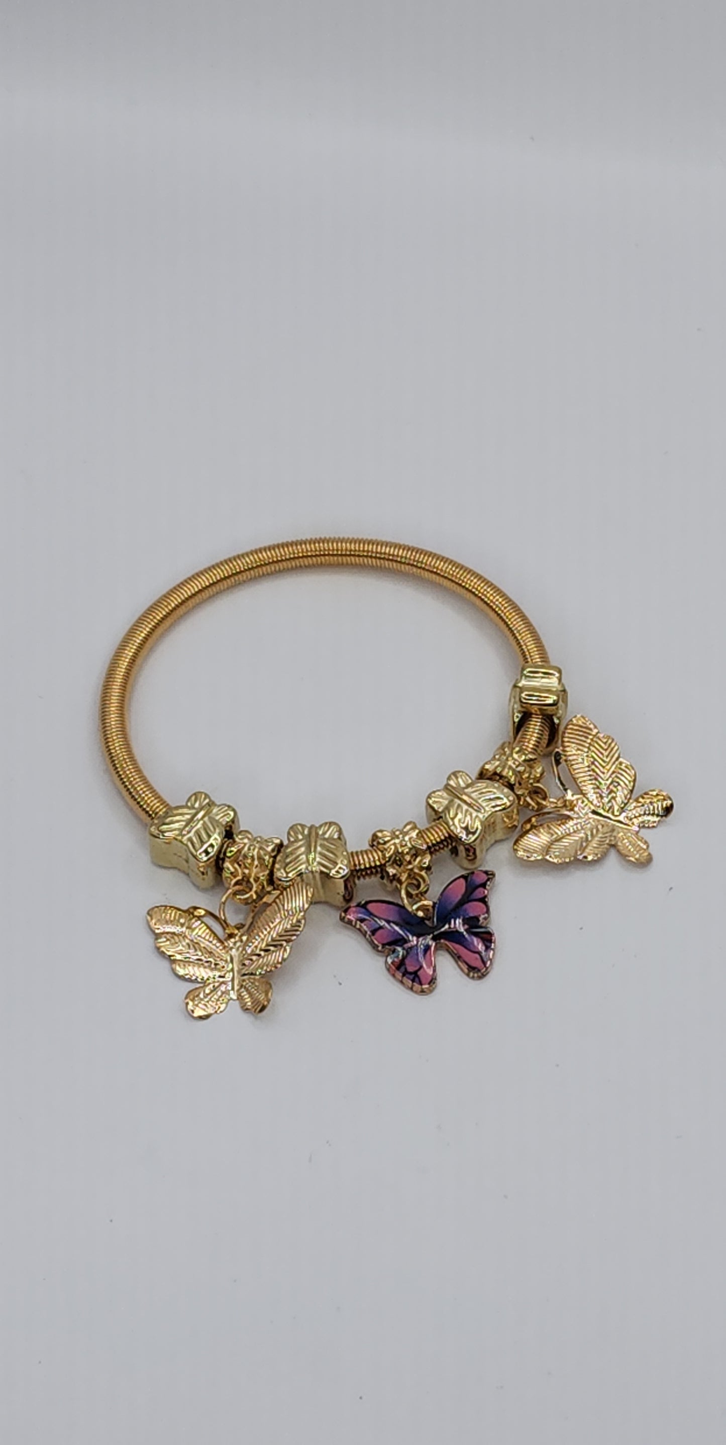 Gold Triple Butterfly Stretch Bracelet