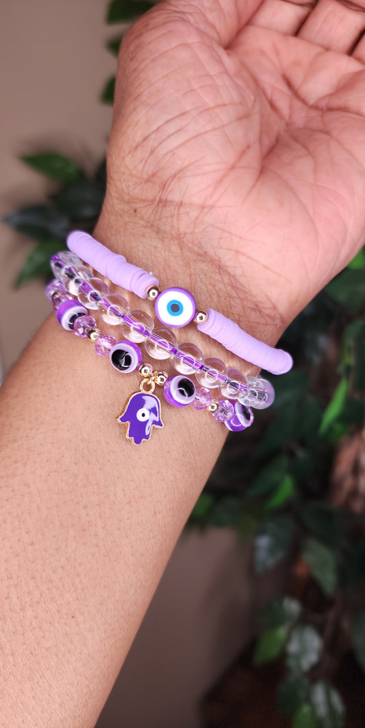 Purple Evileye 3 Pc Set