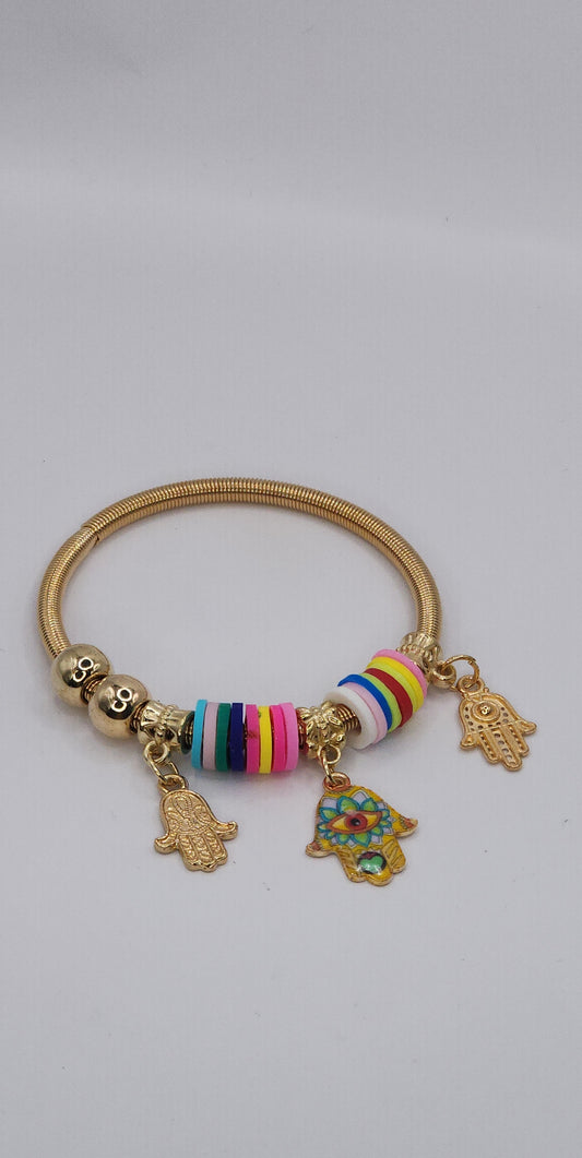 Colorful Hamsa Hand Stretch Bracelet