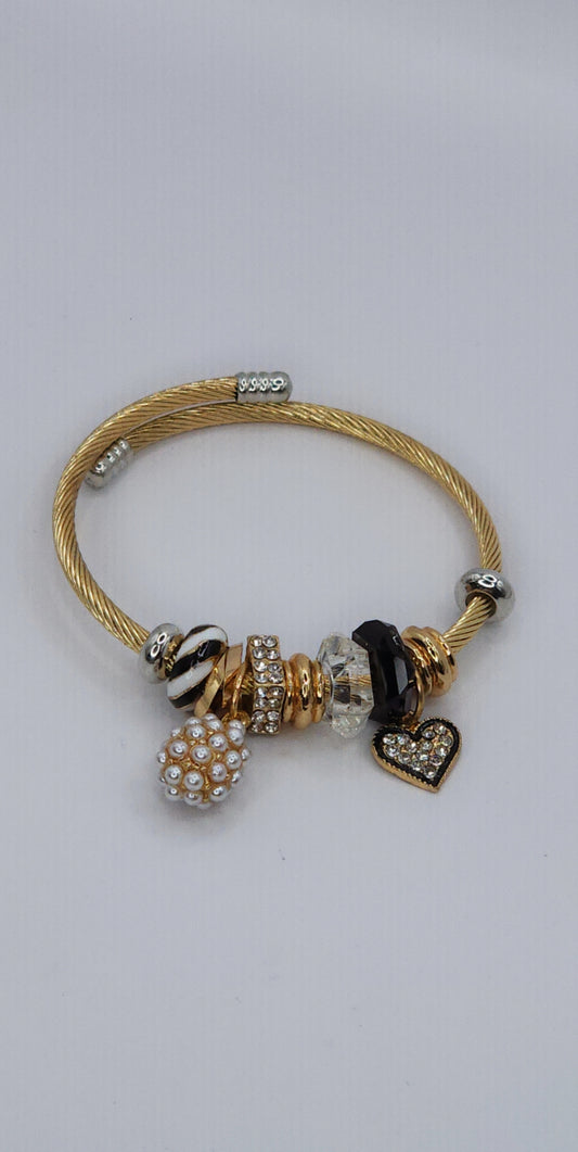 Gold Diamond Heart Wrap Bracelet